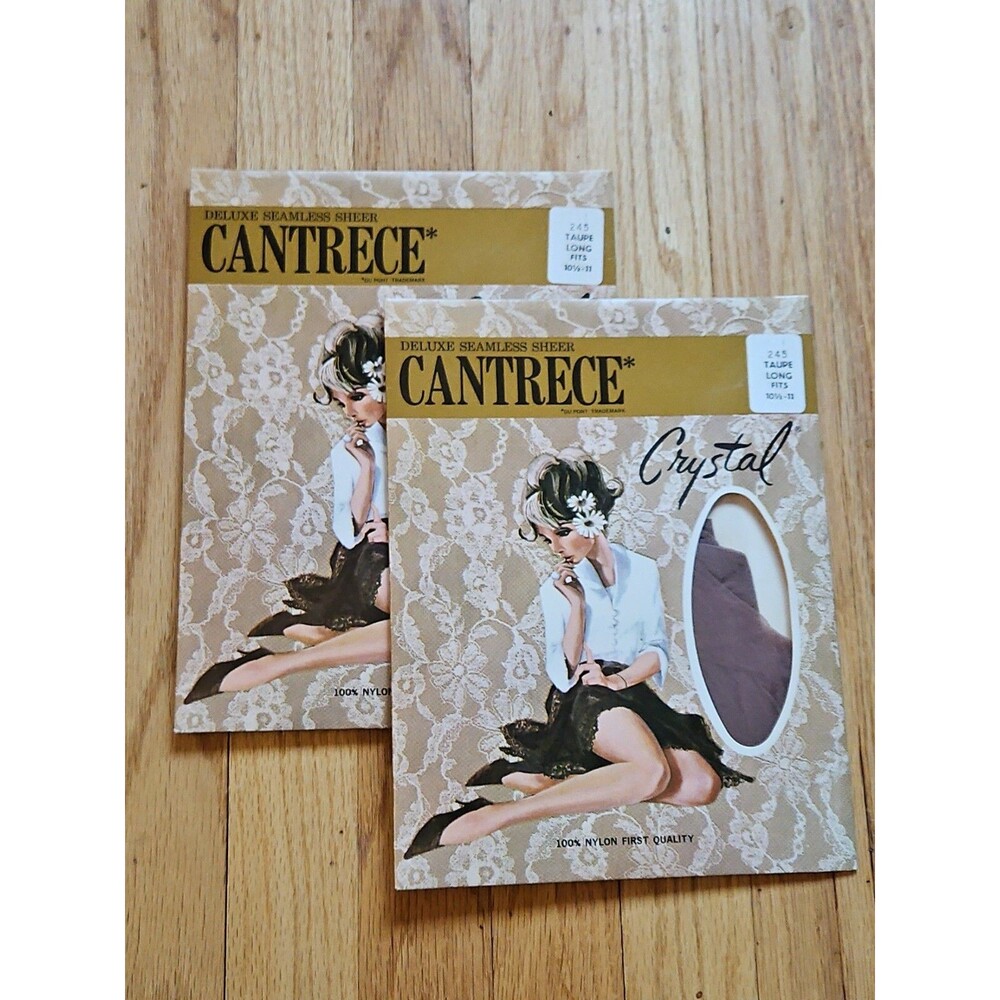Lot Of 2 Vintage Cantrece Stockings Taupe Long 10 1/2 - 11 Seamless Sheer